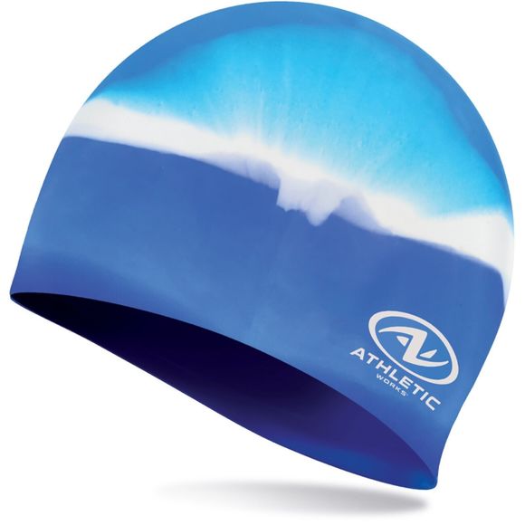 Athletic Works Junior Size Blue Multi Silicone Swim Cap New - Picture 1 of 5